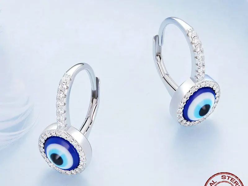 Evil blue eye
 925 Sterling Silver  Earrings