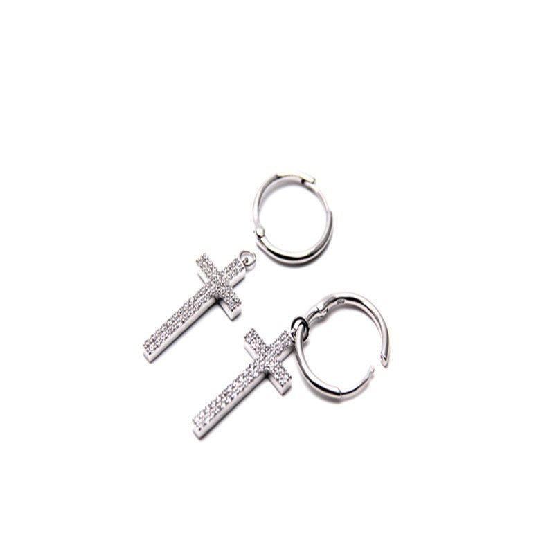 Silver Ring Cross Earrings