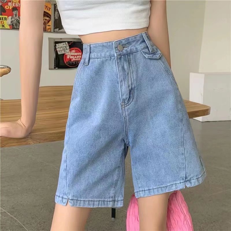 Jeans Women's Straight-leg Wide-leg Pants Split Shorts