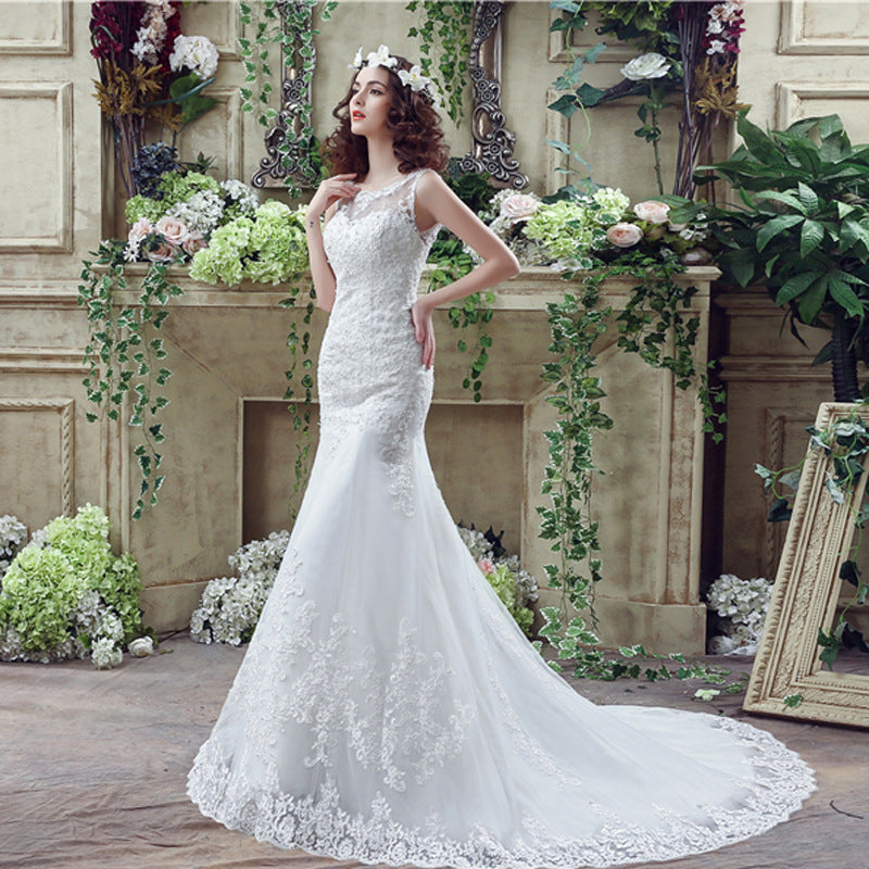 Bride Trailing Wedding Dress sexy Lace Mermaid Wedding DressW