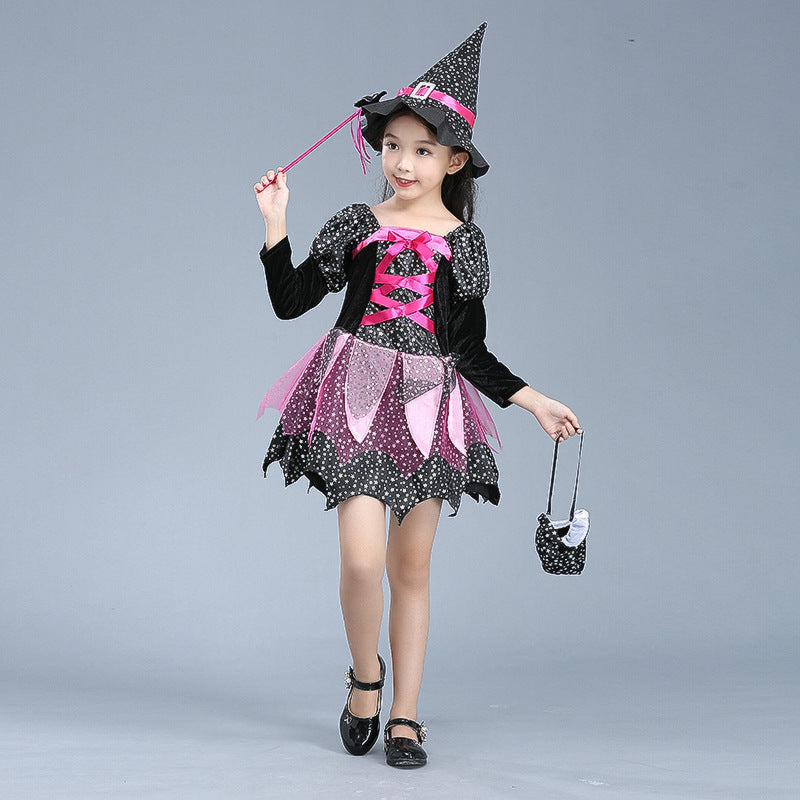 Halloween Children'S Costume Cloak Witch Dress Up Vampire Girl Performance Clothes