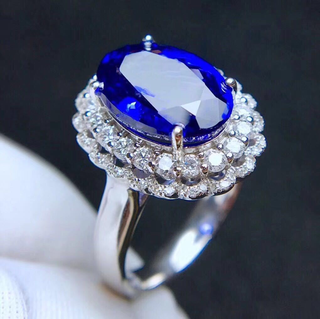 Jingyou Sapphire Ring Large Ring Face Crystal Clean Color