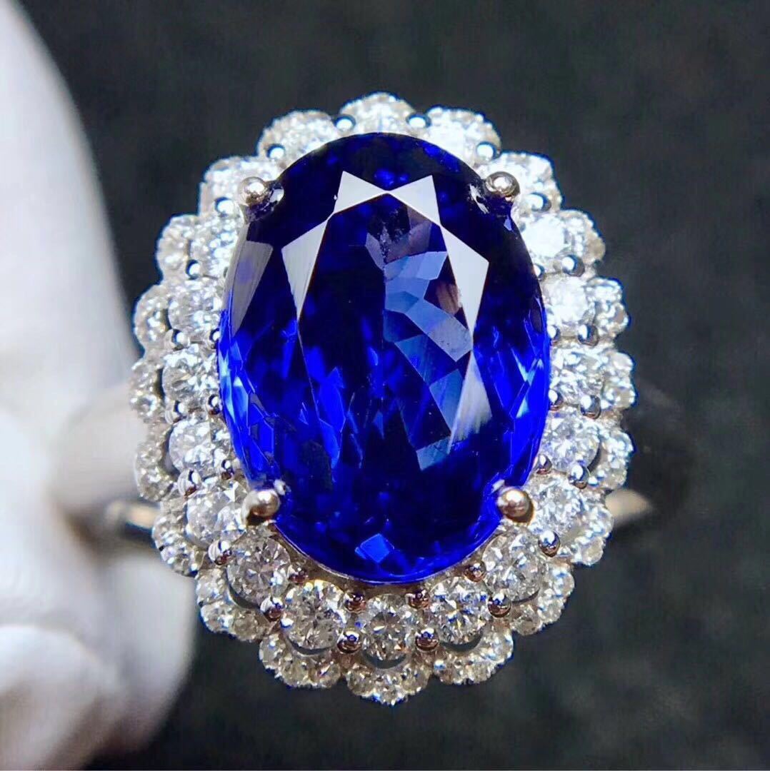 Jingyou Sapphire Ring Large Ring Face Crystal Clean Color