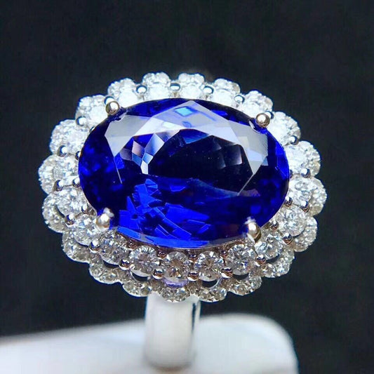 Jingyou Sapphire Ring Large Ring Face Crystal Clean Color