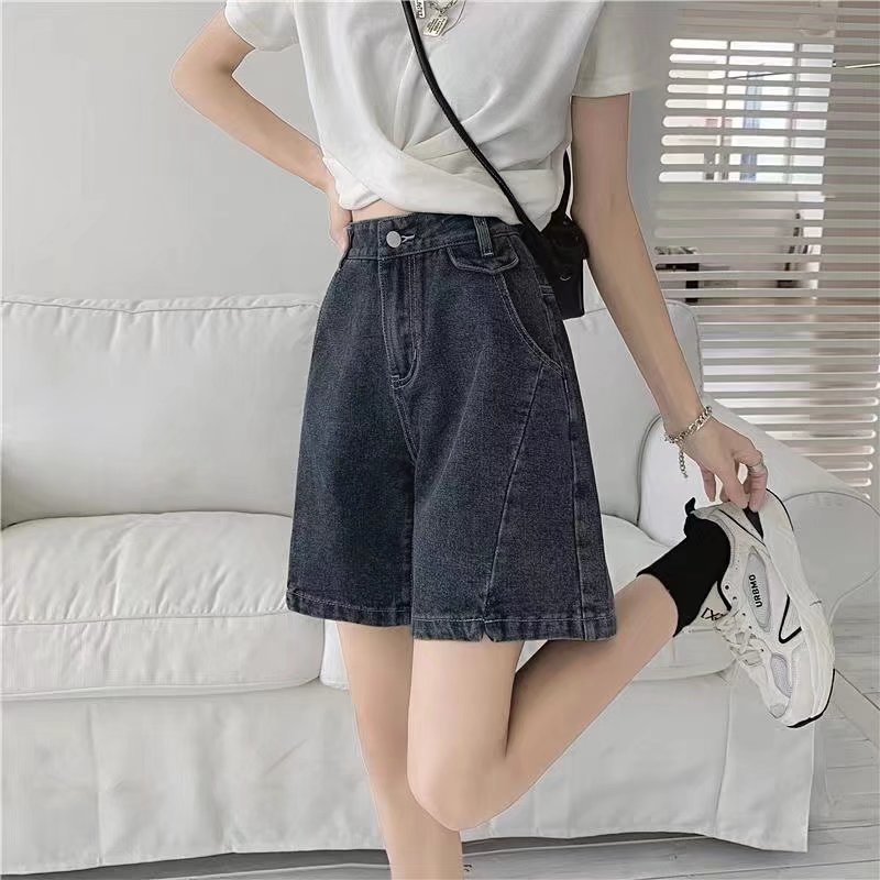 Jeans Women's Straight-leg Wide-leg Pants Split Shorts