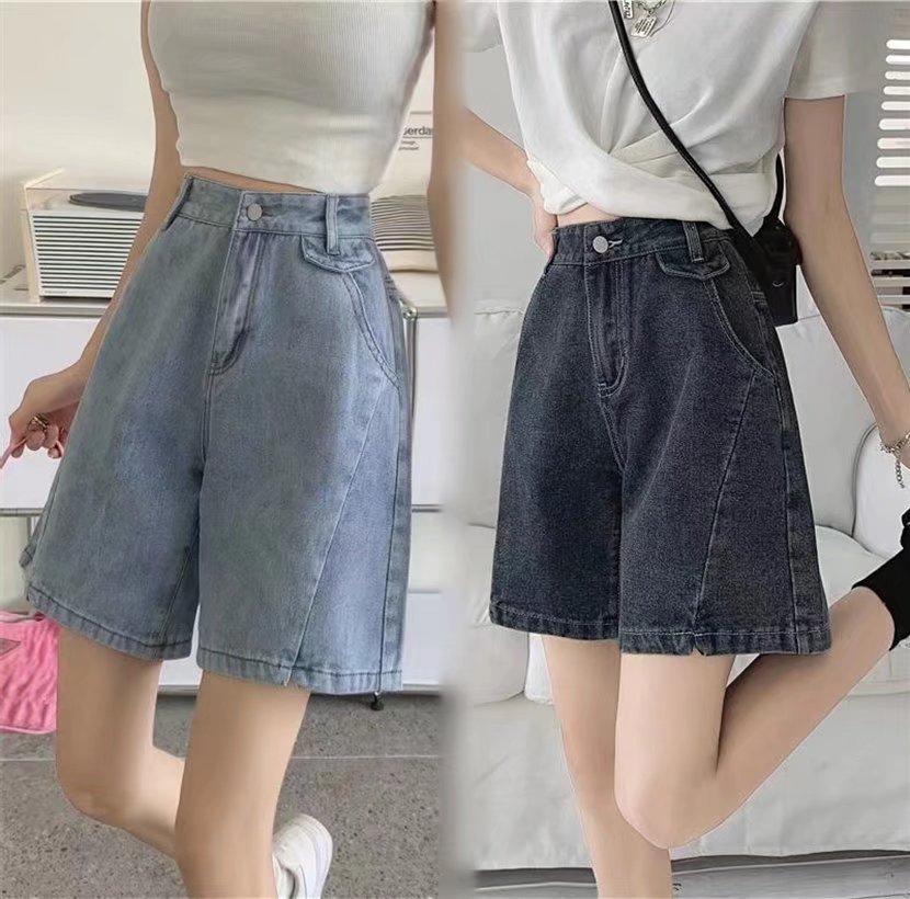 Jeans Women's Straight-leg Wide-leg Pants Split Shorts