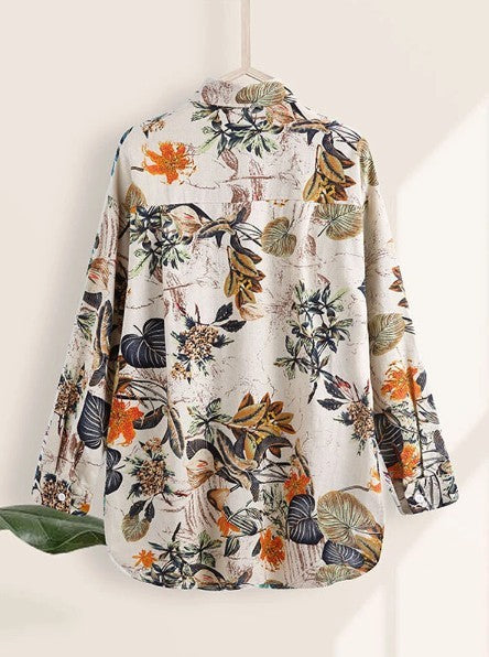 New Casual Print Top Button Women