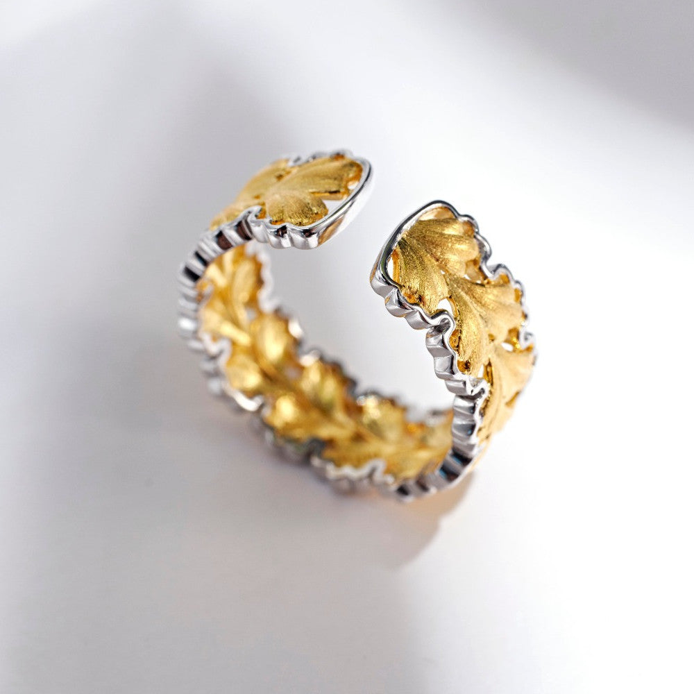 Women's Gold-plated Gingko Leaf Ring