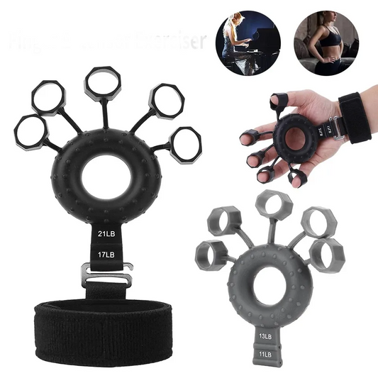 Silicone Adjustable Finger Extensor Exerciser Gripper Finger Strengthener with Wristband Hand Muscle Trainer for Climbing Guitar