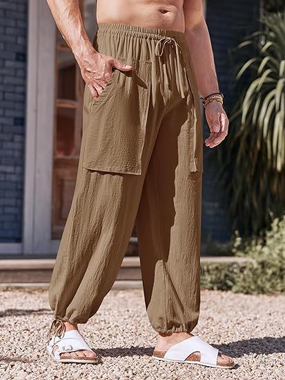 Summer Men's Multi-pocket Plus Size Cotton And Linen Casual Pants