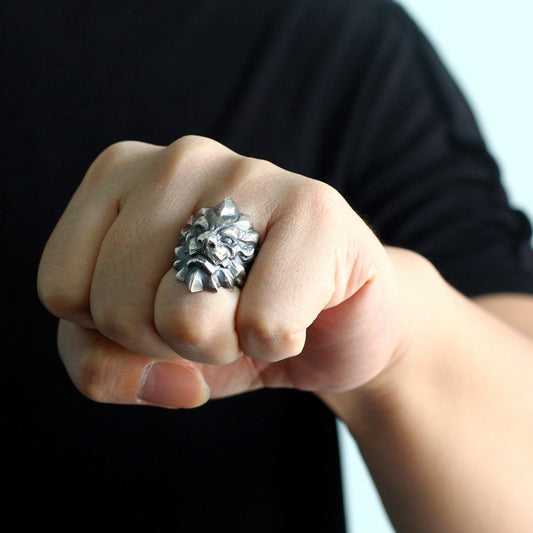 Men's Statement Sterling Silver Distressed Handmade Ring