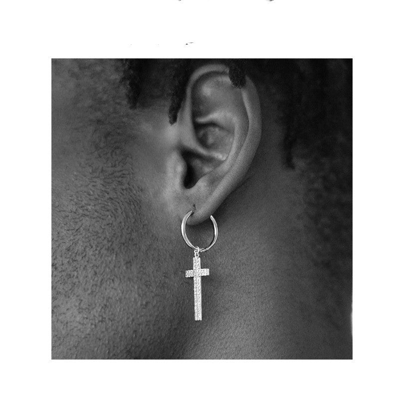 Silver Ring Cross Earrings