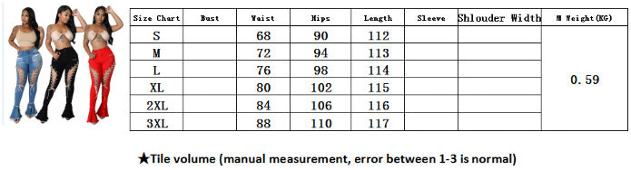 European And American Mid-waist Retro Tattered Jeans Elastic Corns Bandage Mop Denim Bell-bottom Pants