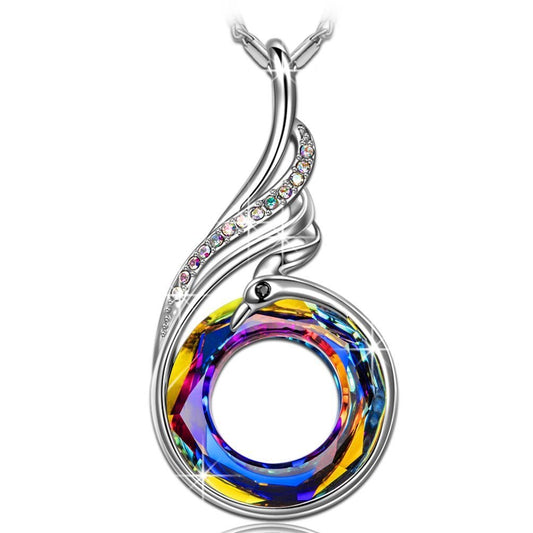 Seven Color Shijia Crystal Phoenix Pendant