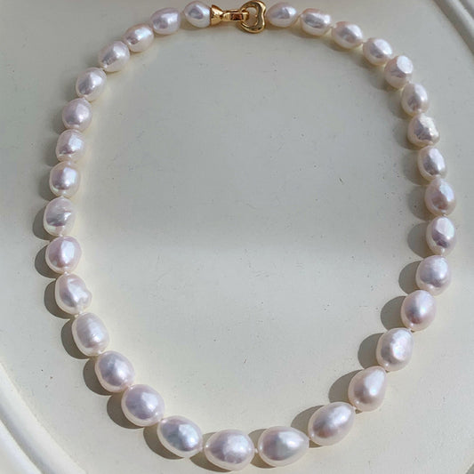 Natural Large Particle White Colorful Shaped Baroque Freshwater Pearl Necklace