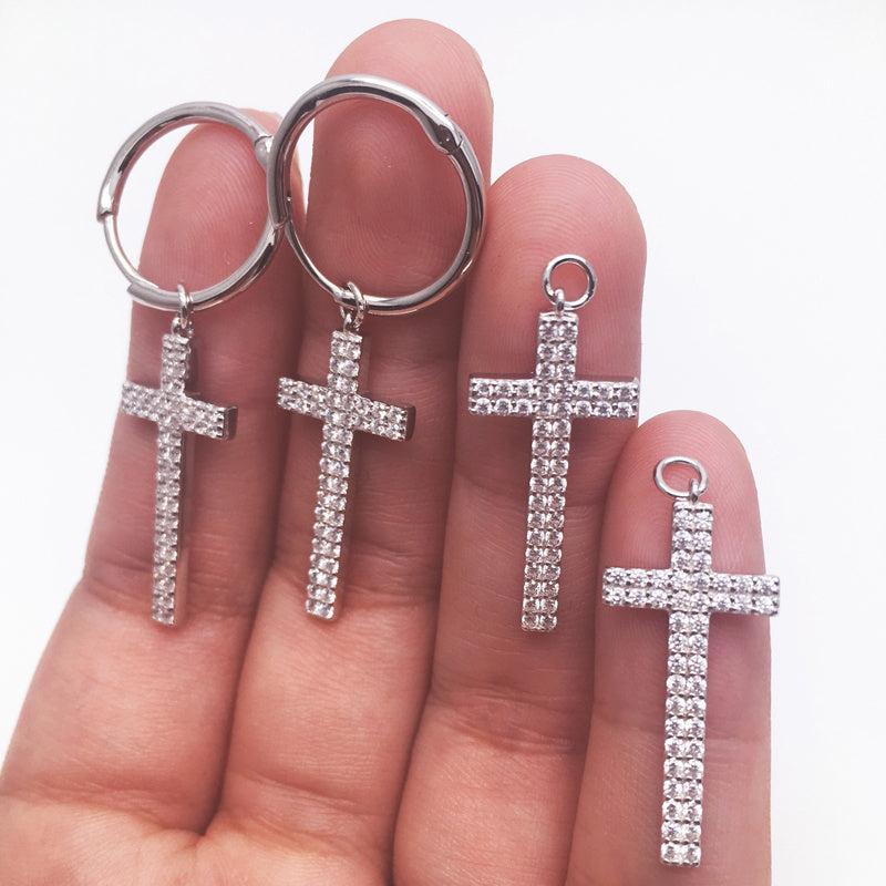 Silver Ring Cross Earrings