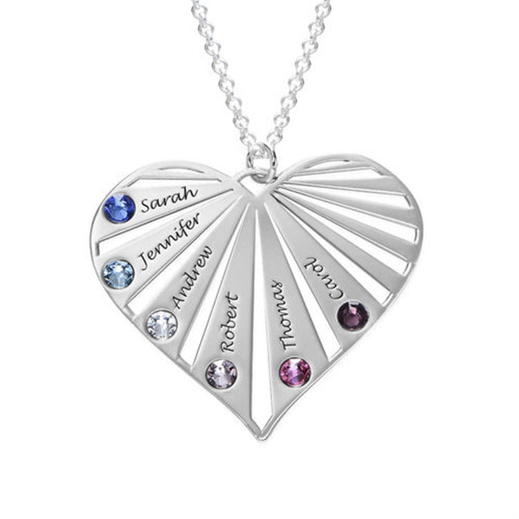 Heart shaped star stone name titanium steel pendant