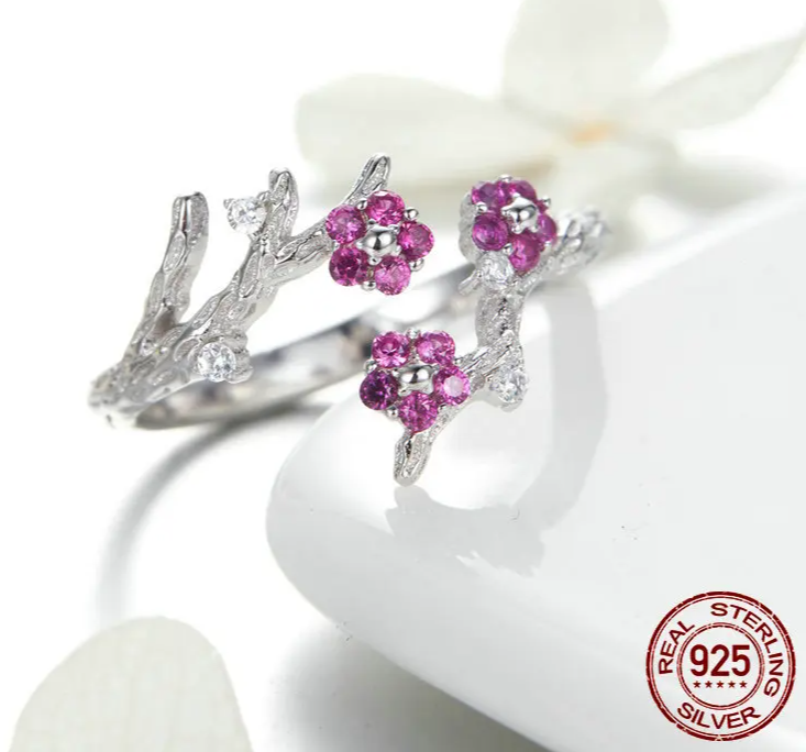 Delilah - RING & EARRING SET
100% 925 Sterling Silver Blooming Wintersweet Plum Flower Rings Earrings