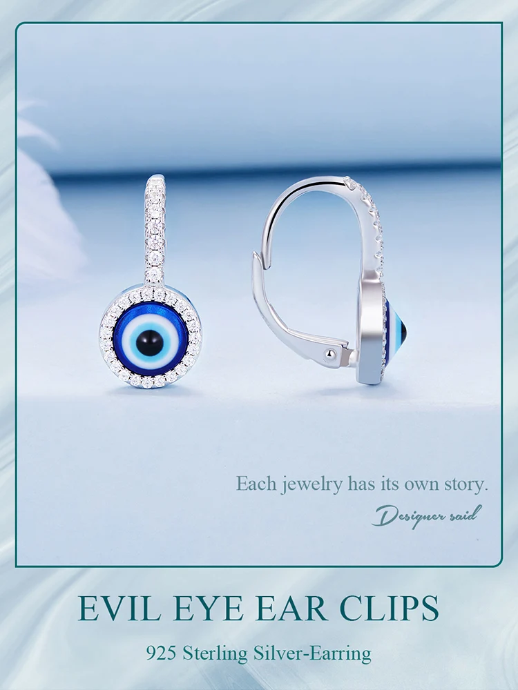 Evil blue eye
 925 Sterling Silver  Earrings