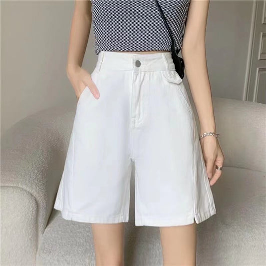 Jeans Women's Straight-leg Wide-leg Pants Split Shorts