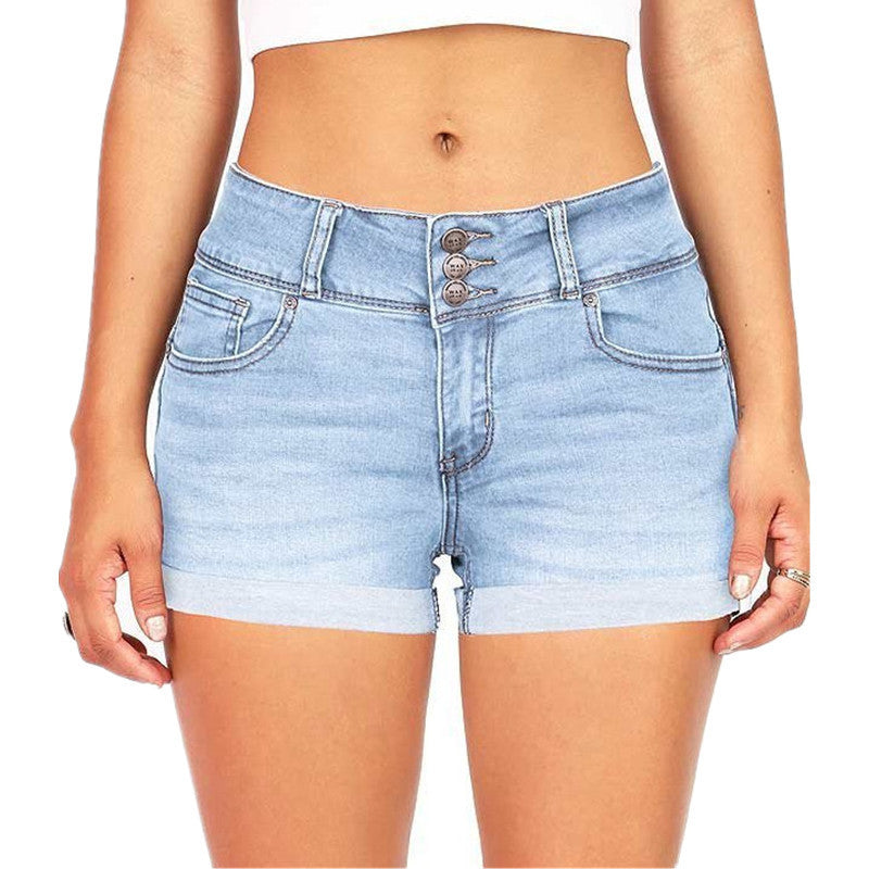 Waist-tight Denim Elastic Color Cloth Shorts Hot Pants Women