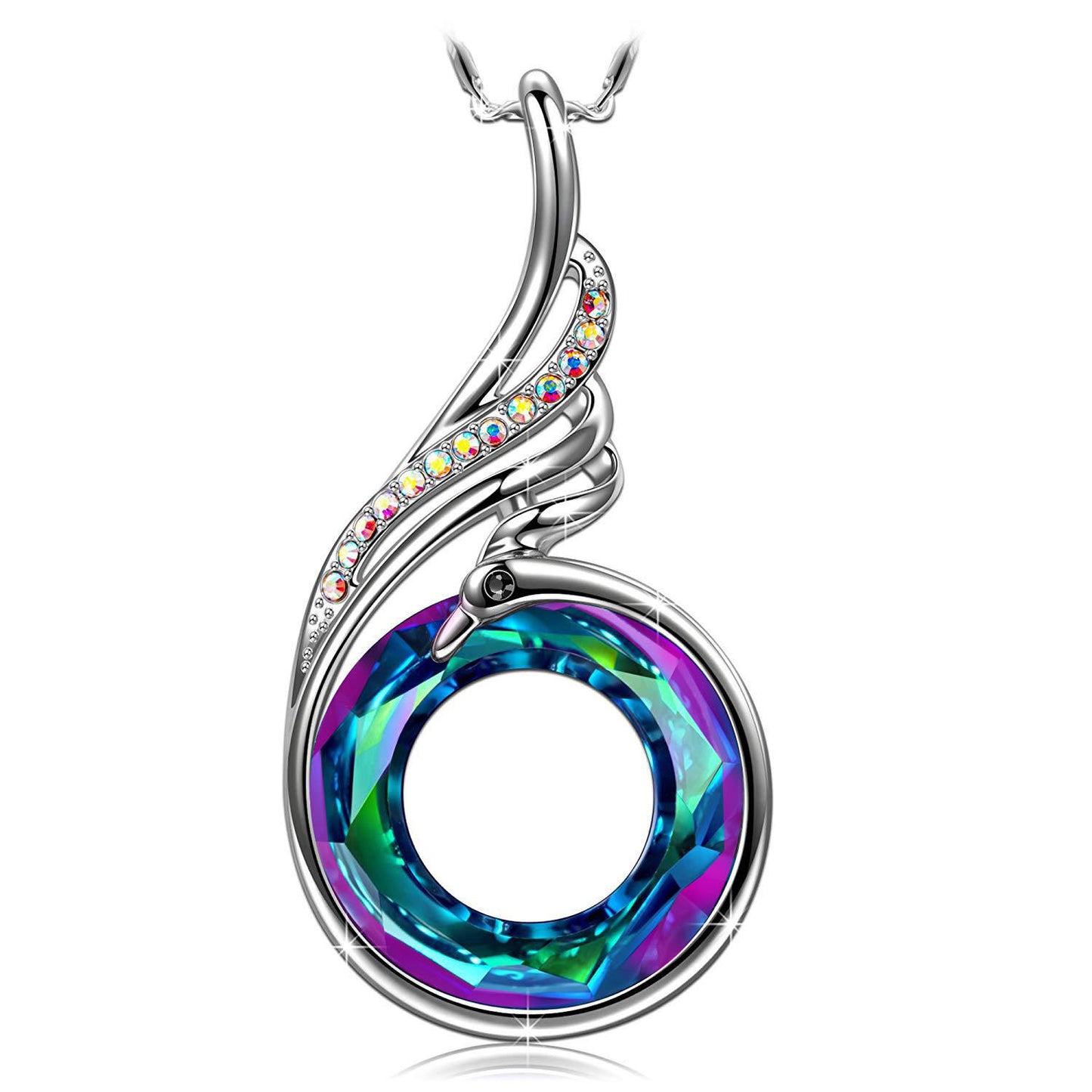 Seven Color Shijia Crystal Phoenix Pendant