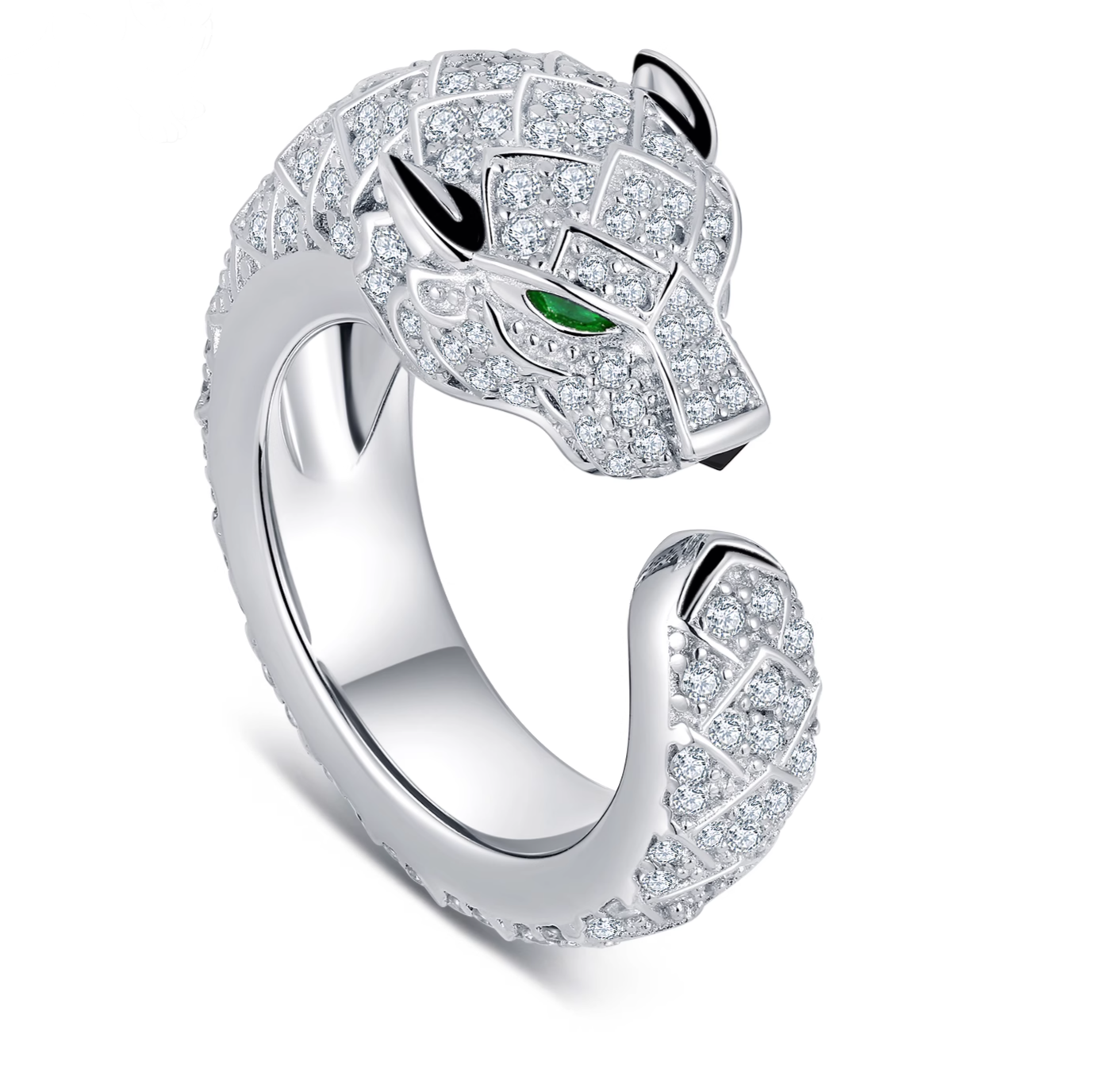 COUPLE gender RING
18K Carat Diamond Open Ring Tiger Head Platinum