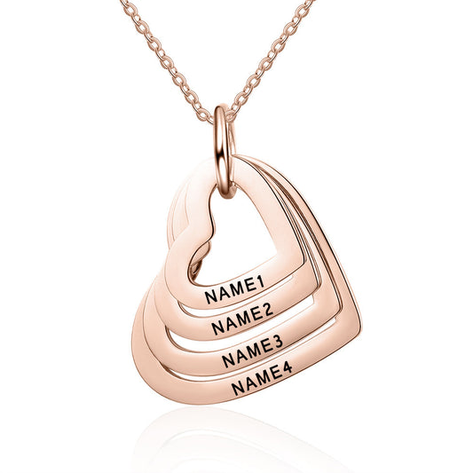 Stainless Steel Personalized Family Heart Necklace