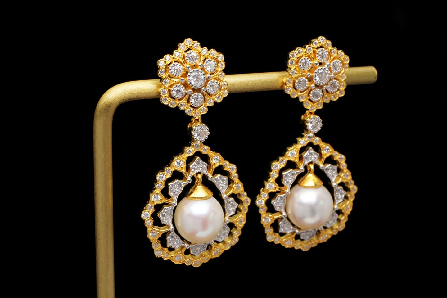 Light Luxury 925 Silver Gold Bead Earrings