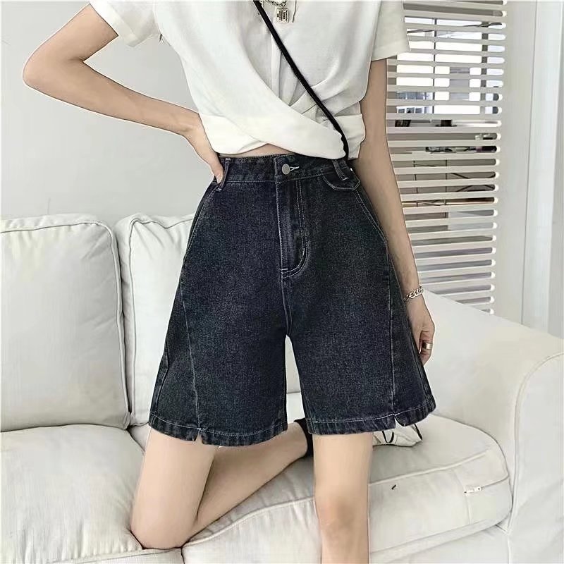 Jeans Women's Straight-leg Wide-leg Pants Split Shorts