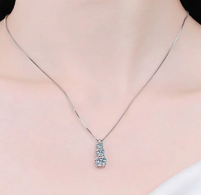 GABY NECKLACE
 D VVS1 Moissanite Diamond - with GRA 925 Sterling Sliver Plated 18k White Gold Necklace