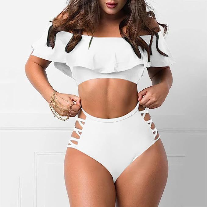 Flounced Split Tube Top Bikini