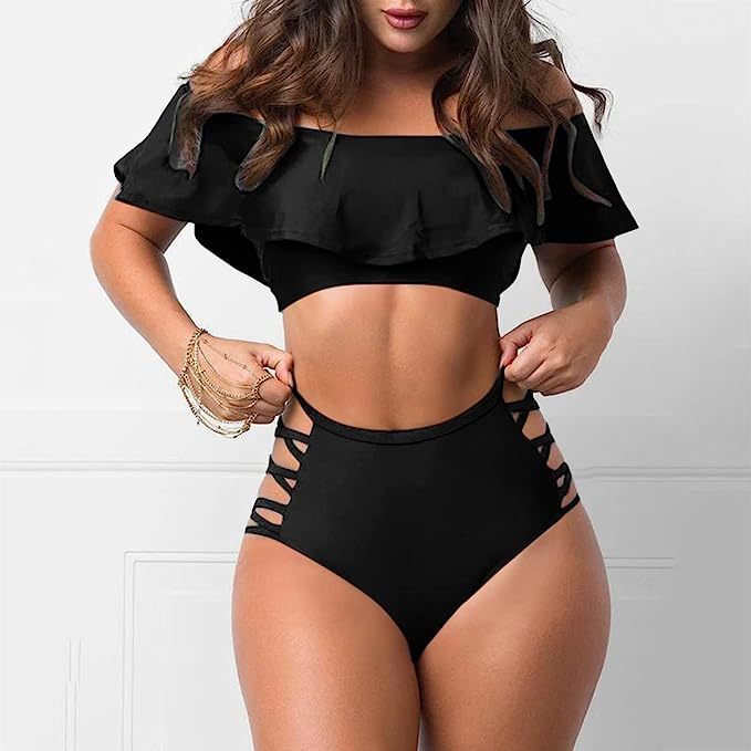 Flounced Split Tube Top Bikini