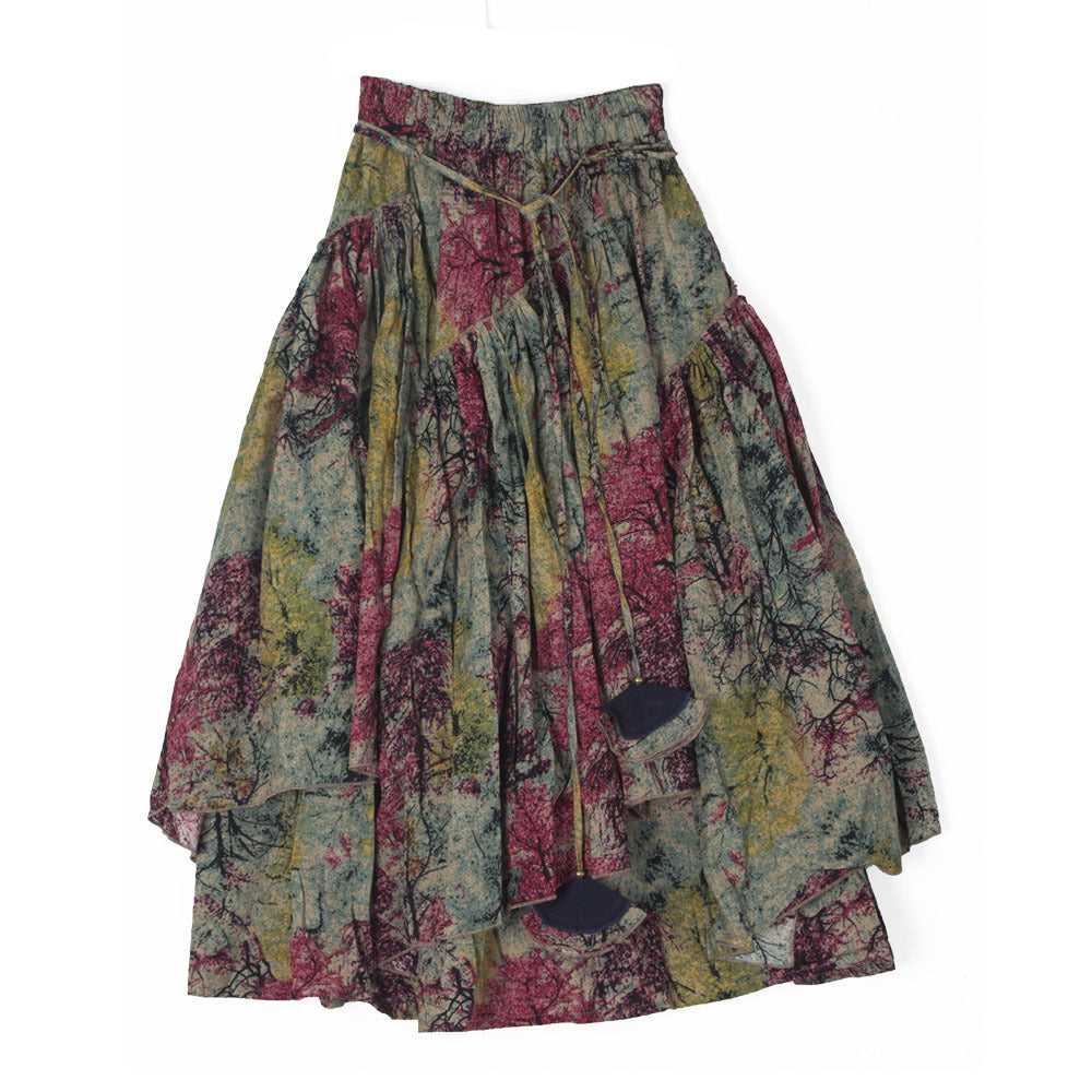 Ethnic Style Women's Cotton And Linen Printed Skirt