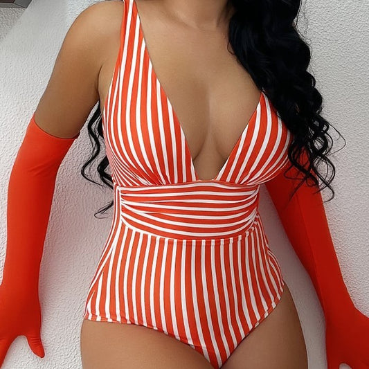 One-piece Swimsuit Sexy Stripes Swimsuit Women's Multi-color Bikini