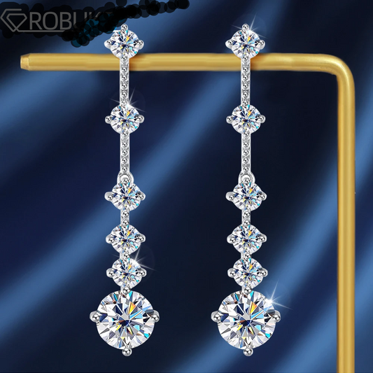 OPHELIA EARRING
3cttw D Color Moissanite Dangle Earrings For Women 
925 Sterling Silver Original Long Tassel Ear Drops