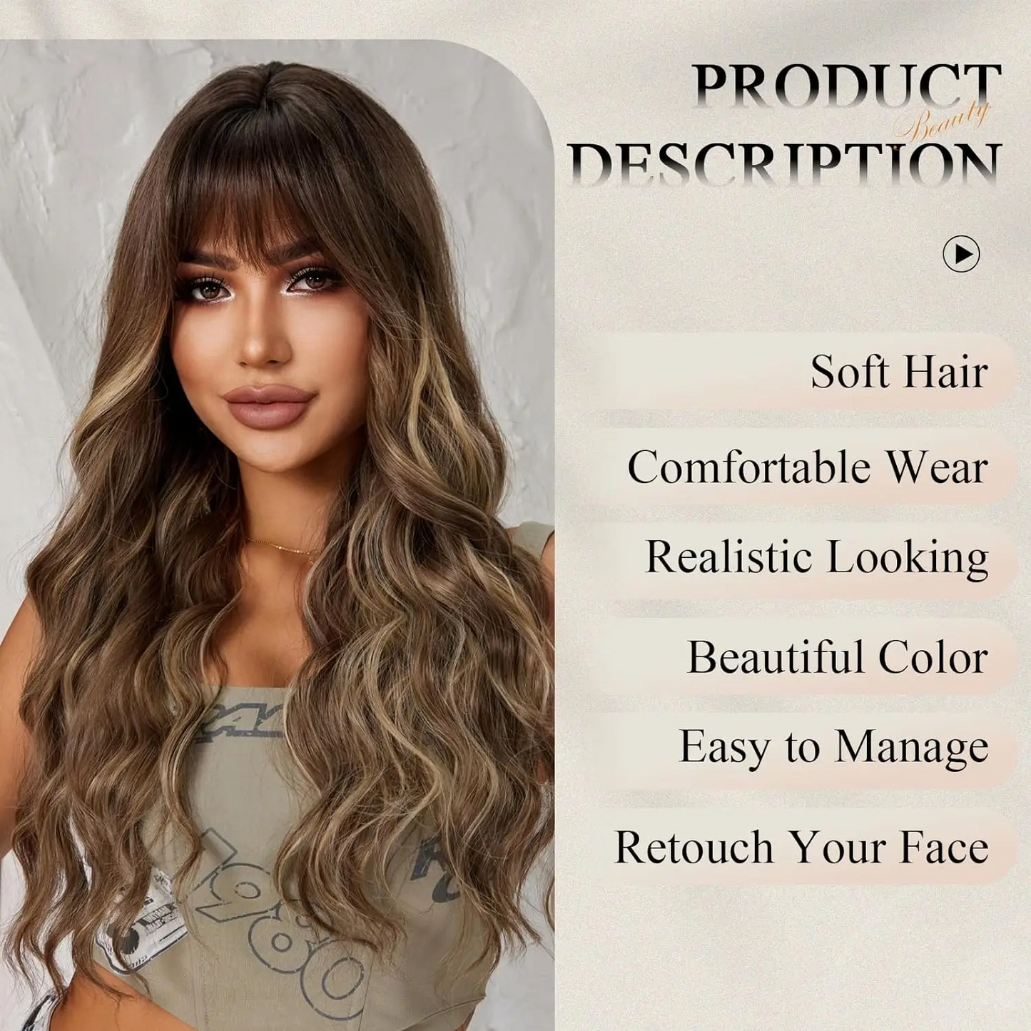 WIG
Long Wavy Brown Blonde Highlights Synthetic