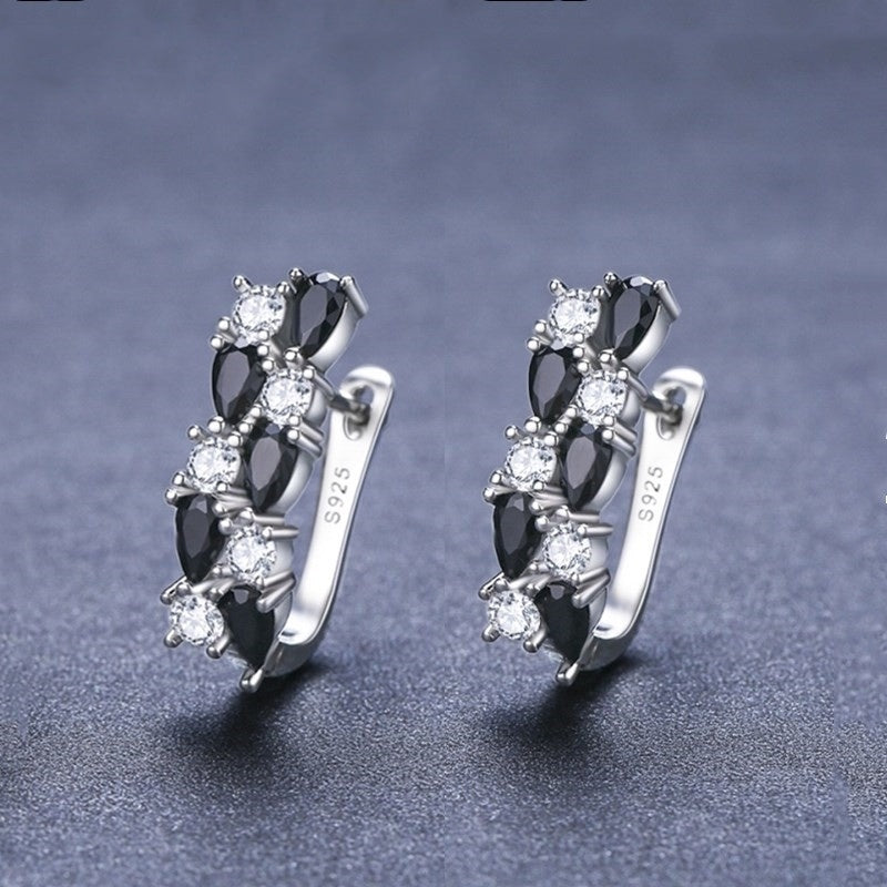 Full Rhinestone Zircon Earrings Fashion Geometry Pattern Round