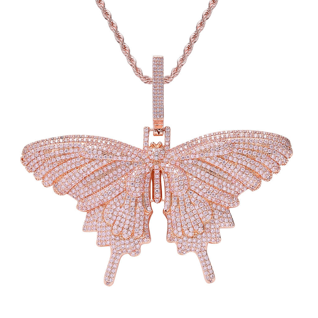 Zircon Butterfly Pendant Men's And Women's Necklace