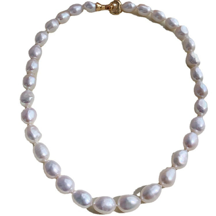 Natural Large Particle White Colorful Shaped Baroque Freshwater Pearl Necklace