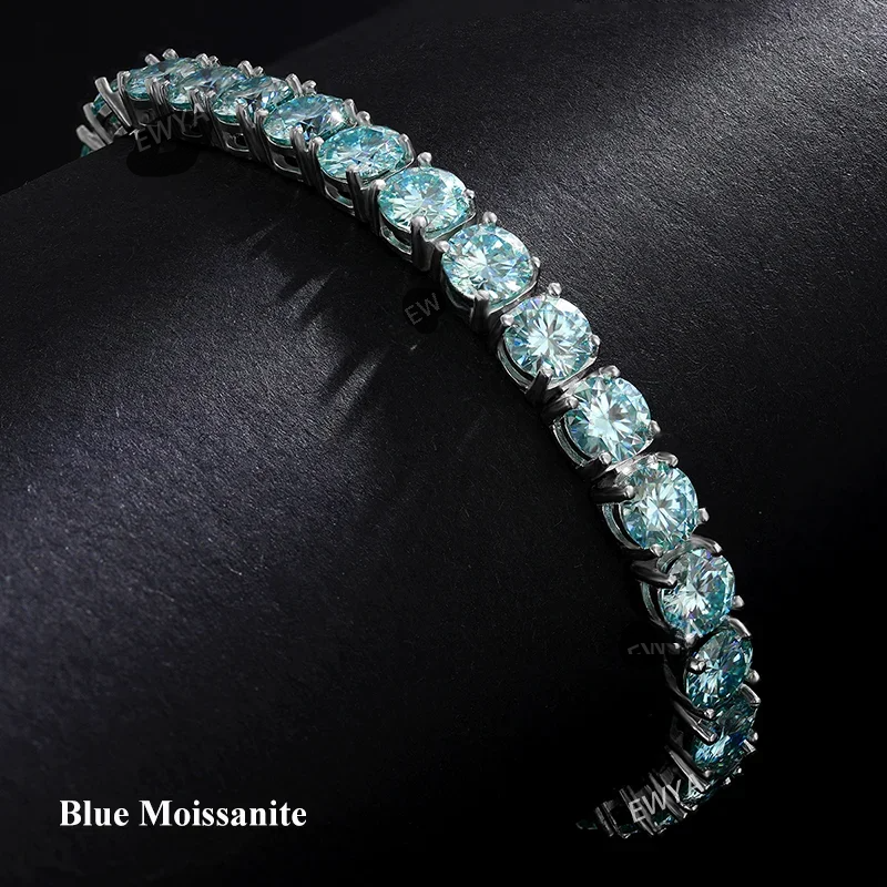 Green Moissanite Tennis Bracelet for Men- Women
 GRA Certified 3/4/5/6.5MM Full Dark 
S925 Silver All Diamond Link Bracelets