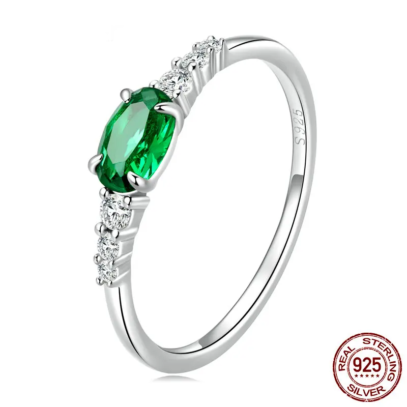 MALIA RING
 925 Sterling Silver Simple Gemstone Ring for Women Green Zirconium Ring Fine Jewelry Wedding Bridal Wedding Gift BSR265