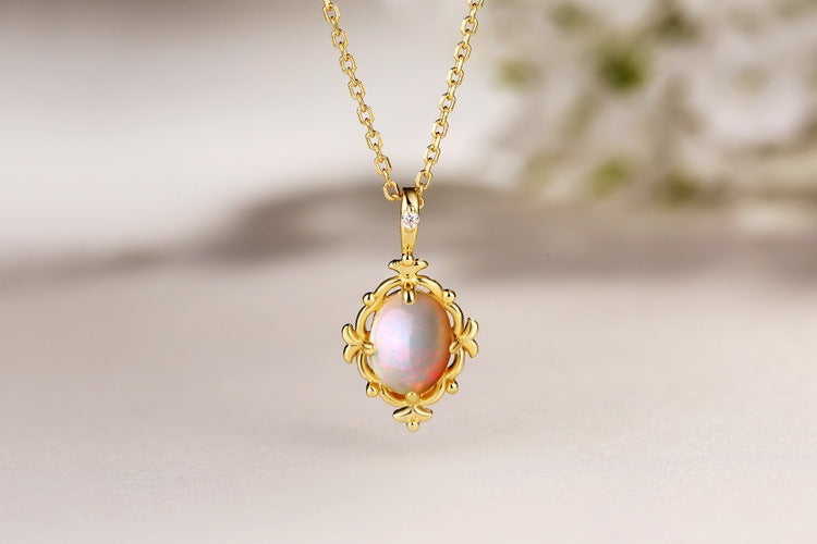 Natural Opal Pink Crystal Pendant