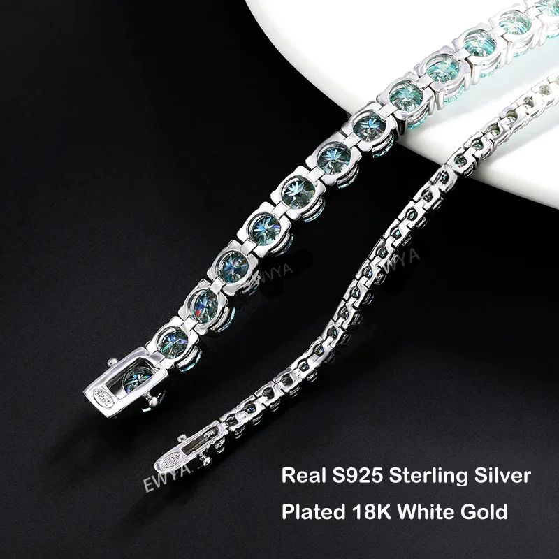 Green Moissanite Tennis Bracelet for Men- Women
 GRA Certified 3/4/5/6.5MM Full Dark 
S925 Silver All Diamond Link Bracelets