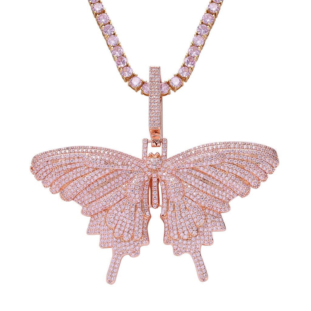 Zircon Butterfly Pendant Men's And Women's Necklace