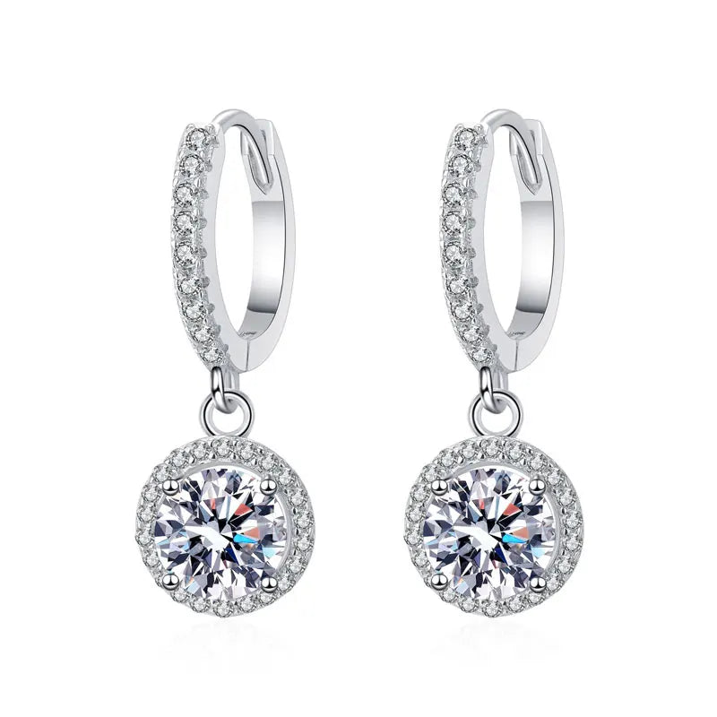 EARRING —-
-1ct D Color Moissanite Loop Earring 925 Sterling Silver Plated 18k White Gold