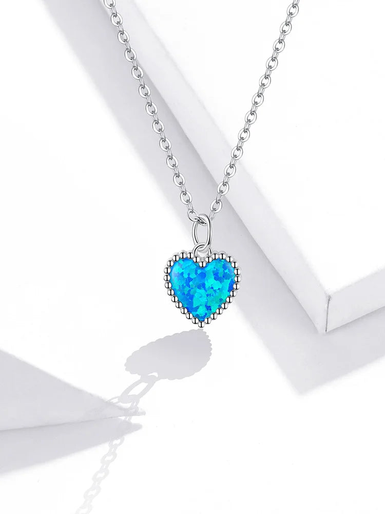 TALIA NECKLACE
 Deep Blue Heart Necklace for Women 925 Sterling Plated platinum Translucent opal Luxury Brand Jewelry 2020 Mode SCN413