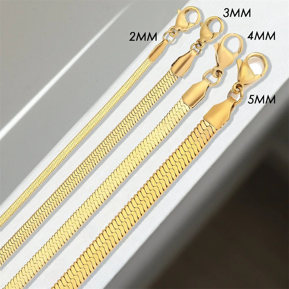 Bracelet
 Gold Color Width 2/3/4/5MM Stainless Steel Chain