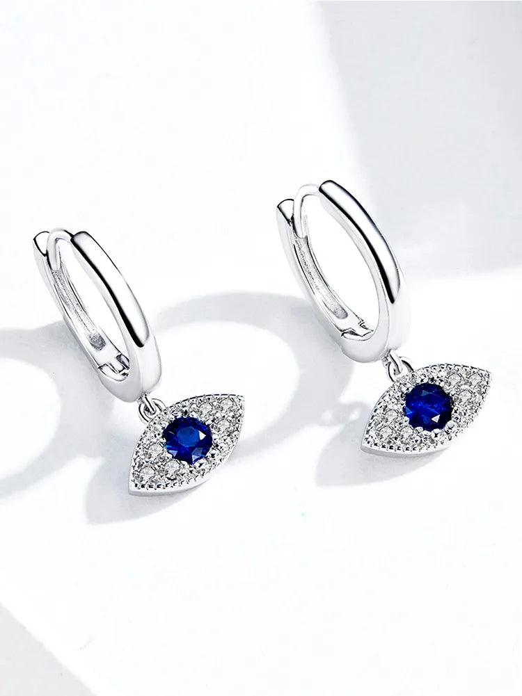 Blue Evil Eye Drop Earrings 
925 Sterling Silver