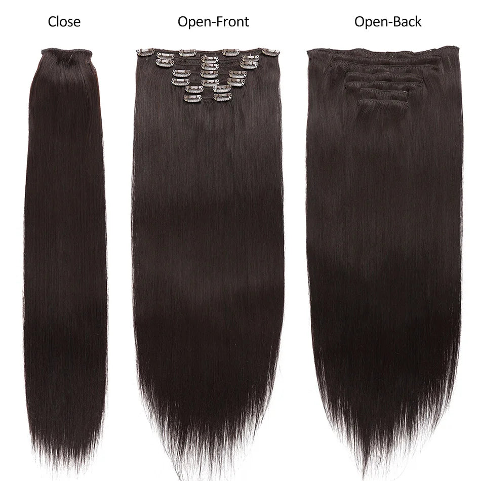 Hair Extensions 
Synthetic Long Clip-in Hair Extentions 20 Clips 24Inches 7/Pcs/Set Straight Natural 
Black Brown Blond Color For Women RYLAI